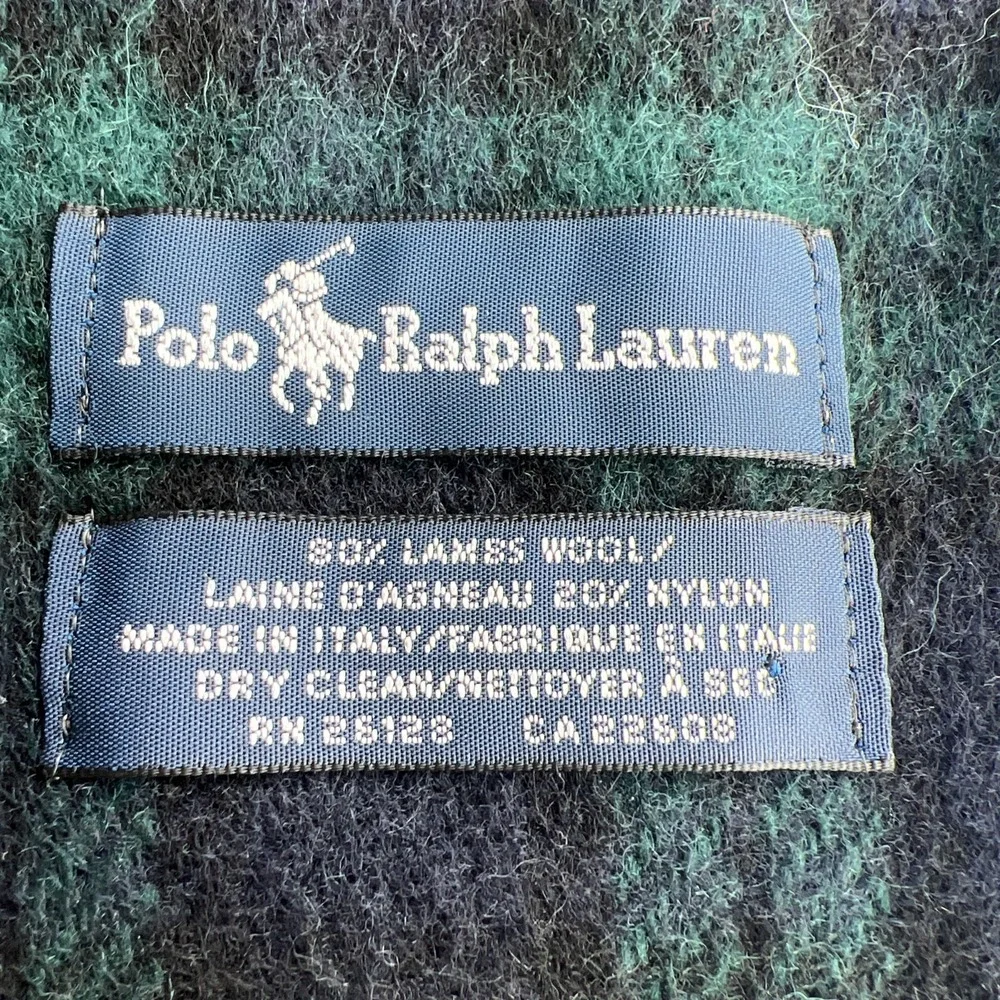Polo Ralph Lauren Scarf Plaid Lambswool Blend Blue Green Black Tartan Classic